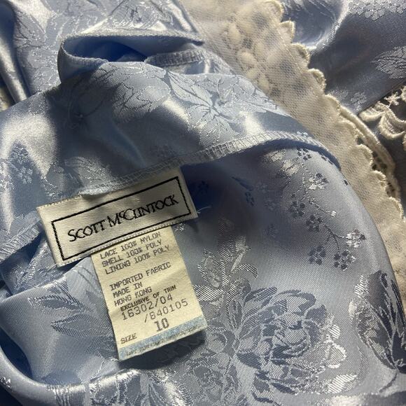 Vintage 80s 90s Scott McClintock Satin Lace Brocade Jacquard Pleated Dress - Picture 6 of 12